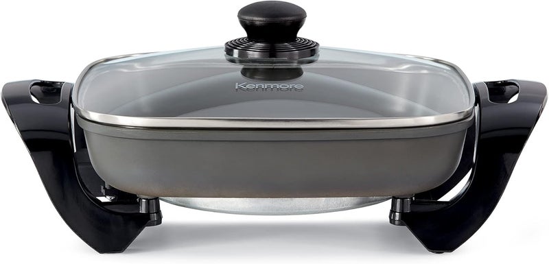 Koolatron Kenmore Electric Skillet - Nonstick Frying Pan With Removable Glass Lid, Grill, Saute, Roast Chicken, Cook Pancake, 12x12" Temperature Control Easy Clean Countertop Kitchen Appliance - Image 1